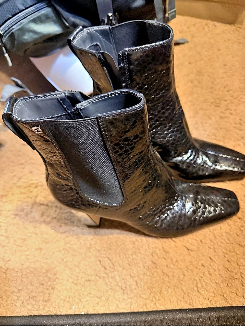 Sarto by Franco Sarto Black Snakeskin-Print Ankle Boots